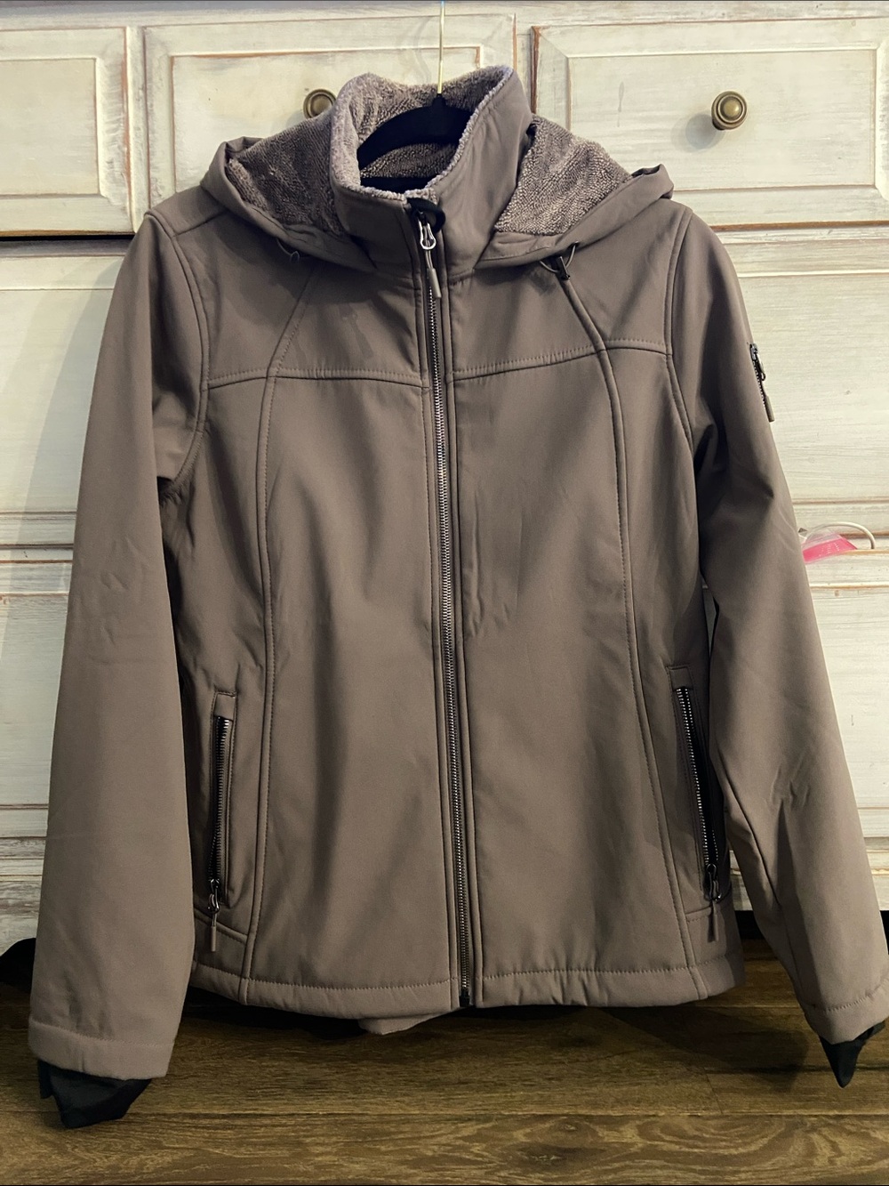 Free Country Taupe Hooded Softshell Jacket